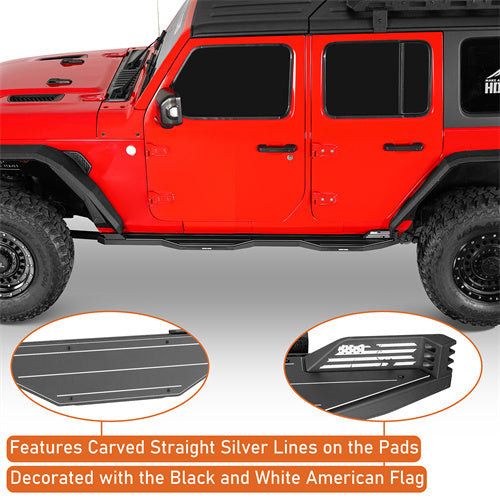 Load image into Gallery viewer, Hooke Road Aluminum Side Steps Running Boards for 2018-2024 Jeep Wrangler JL 4-Door b3078s 10