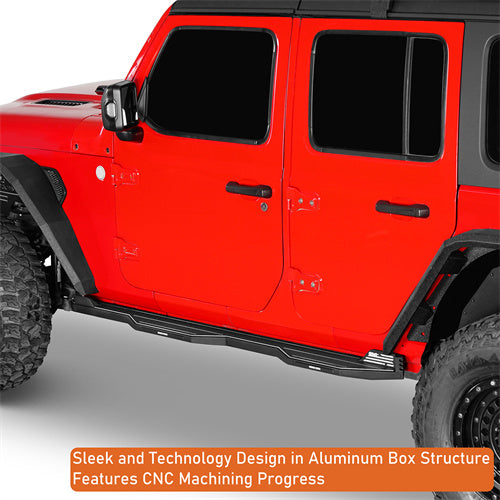 Load image into Gallery viewer, Hooke Road Aluminum Side Steps Running Boards for 2018-2024 Jeep Wrangler JL 4-Door b3078s 13