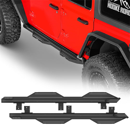 Load image into Gallery viewer, Hooke Road Aluminum Side Steps Running Boards for 2018-2024 Jeep Wrangler JL 4-Door b3078s 1