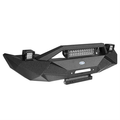 Load image into Gallery viewer, HookeRoad Blade Front Bumper w/ 60W Work Light Bar & Different Trail Rear Bumper w/Tire Carrier Combo Kit for 2007-2018 Jeep Wrangler JK JKU  Hooke Road HE.2031+2029 18