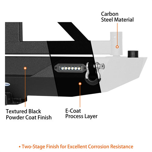 HookeRoad Blade Front Bumper w/ 60W Work Light Bar & Different Trail Rear Bumper w/Tire Carrier Combo Kit for 2007-2018 Jeep Wrangler JK JKU  Hooke Road HE.2031+2029 25