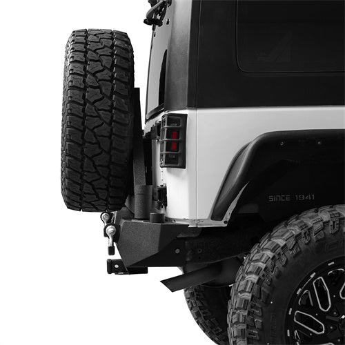 HookeRoad Blade Front Bumper w/ 60W Work Light Bar & Different Trail Rear Bumper w/Tire Carrier Combo Kit for 2007-2018 Jeep Wrangler JK JKU  Hooke Road HE.2031+2029 7