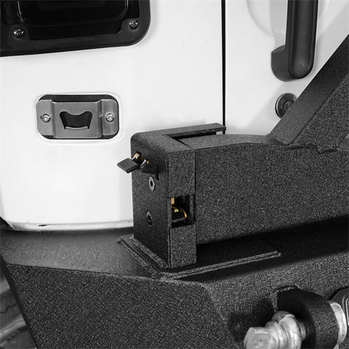 Load image into Gallery viewer, HookeRoad Blade Front Bumper w/ 60W Work Light Bar & Different Trail Rear Bumper w/Tire Carrier Combo Kit for 2007-2018 Jeep Wrangler JK JKU  Hooke Road HE.2031+2029 8