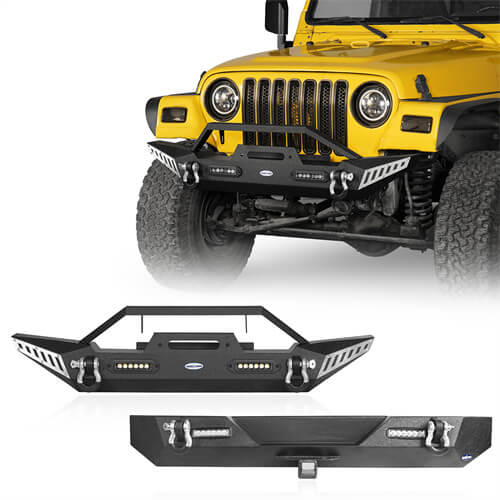 HookeRoad Jeep TJ Front and Rear Bumper Combo for 1987-2006 Jeep Wrangler TJ YJ b10091011s 2