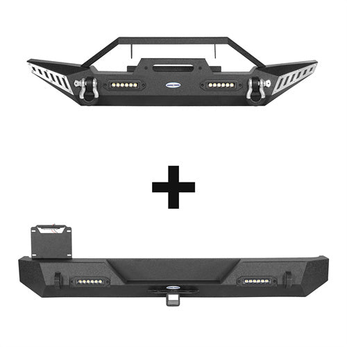 Load image into Gallery viewer, HookeRoad Jeep TJ Front and Rear Bumper Combo for 1987-2006 Jeep Wrangler TJ YJ b10091011s 3