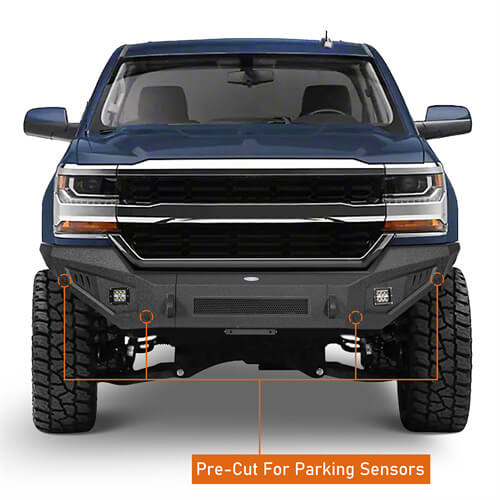 Load image into Gallery viewer, 2016-2018 Chevy Silverado 1500 Aftermarket Full Width Front Bumper 4x4 Truck Parts - Hooke Road b9029 12