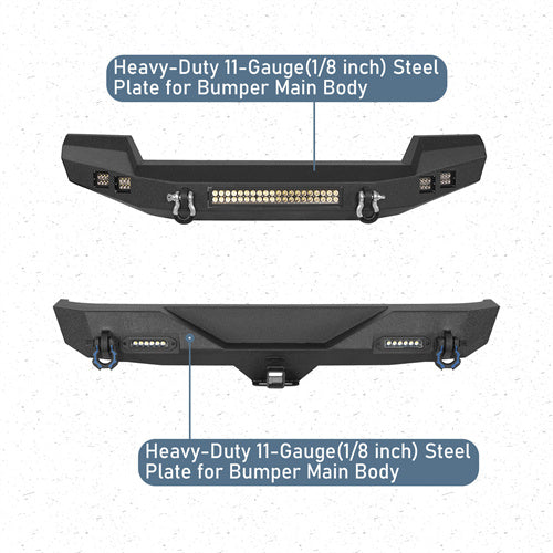 HookeRoad Climber Front Bumper & Rear Bumper Combo for 2007-2018 Jeep Wrangler JK JKU Hooke Road4x4  HE.2052+HE.2030 2
