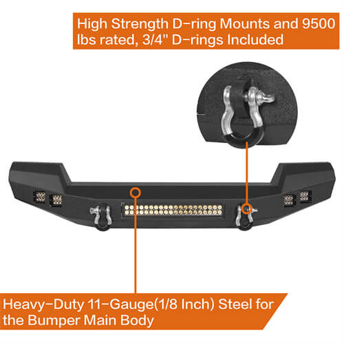 Load image into Gallery viewer, HookeRoad Jeep JK front Bumper for 2007-2018 Jeep Wrangler JK JKU b2052s 11