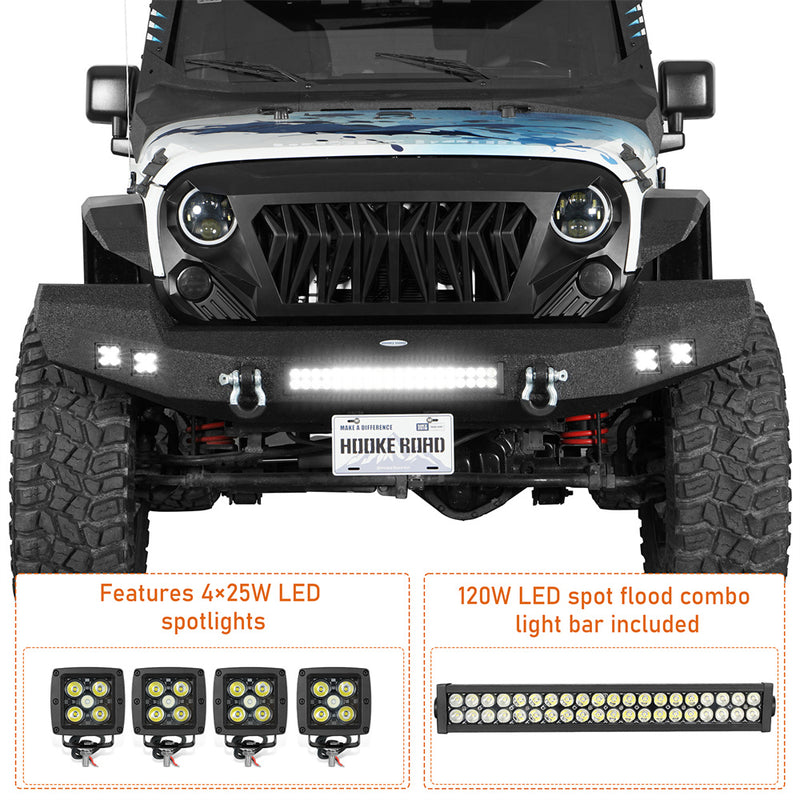 Load image into Gallery viewer, HookeRoad Jeep JK front Bumper for 2007-2018 Jeep Wrangler JK JKU b2052s 6