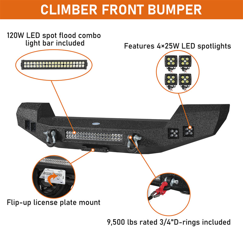Load image into Gallery viewer, HookeRoad Jeep JK front Bumper for 2007-2018 Jeep Wrangler JK JKU b2052s 8
