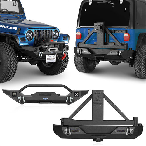 Load image into Gallery viewer, HookeRoad Different Trail Front Bumper & Rear Bumper Combo for 1997-2006 Jeep Wrangler TJ b10101012s 1