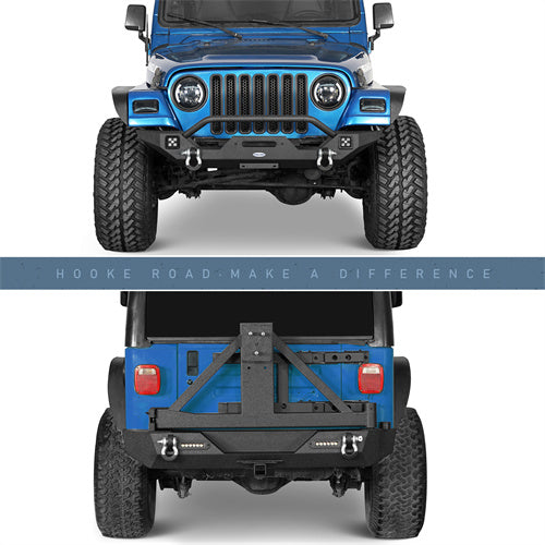 Load image into Gallery viewer, HookeRoad Different Trail Front Bumper & Rear Bumper Combo for 1997-2006 Jeep Wrangler TJ b10101012s 2