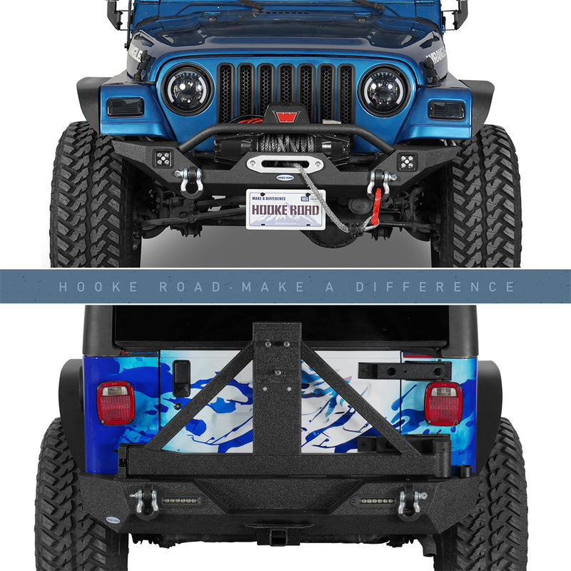 Load image into Gallery viewer, HookeRoad Different Trail Front Bumper & Rear Bumper Combo for 1997-2006 Jeep Wrangler TJ b10101012s 2
