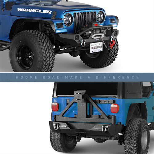 Load image into Gallery viewer, HookeRoad Different Trail Front Bumper & Rear Bumper Combo for 1997-2006 Jeep Wrangler TJ b10101012s 3