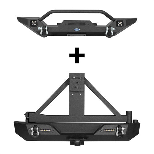 Load image into Gallery viewer, HookeRoad Different Trail Front Bumper & Rear Bumper Combo for 1997-2006 Jeep Wrangler TJ b10101012s 5
