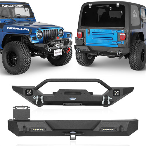 Load image into Gallery viewer, HookeRoad Different Trail Front Bumper & Rear Bumper Combo for 1987-2006 Jeep Wrangler YJ TJ b10091012s 1