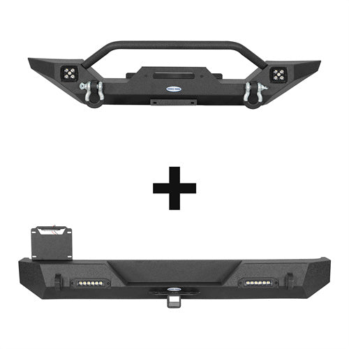 Load image into Gallery viewer, HookeRoad Different Trail Front Bumper & Rear Bumper Combo for 1987-2006 Jeep Wrangler YJ TJ b10091012s 2