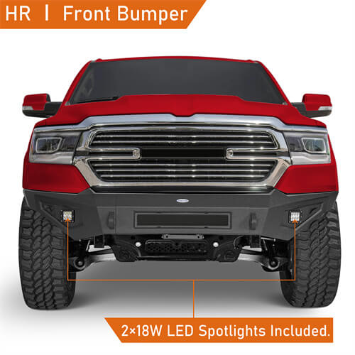 Load image into Gallery viewer, 2019-2023 Ram 1500 Aftermarket Front Bumper w/LED Spotlights - Hooke Road b6030 11