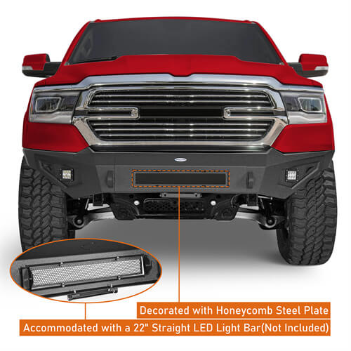 Load image into Gallery viewer, 2019-2023 Ram 1500 Aftermarket Front Bumper w/LED Spotlights - Hooke Road b6030 12