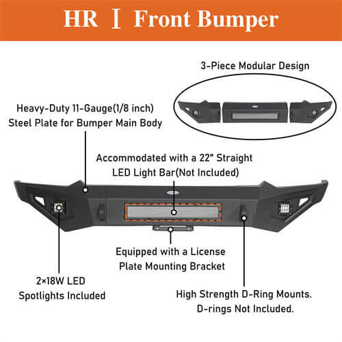 Load image into Gallery viewer, 2019-2023 Ram 1500 Aftermarket Front Bumper w/LED Spotlights - Hooke Road b6030 14