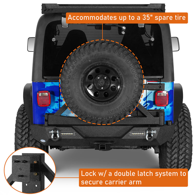 Load image into Gallery viewer, HookeRoad Rear Bumper w/Tire Carrier for 1987-2006 Jeep Wrangler TJ b1010s 10