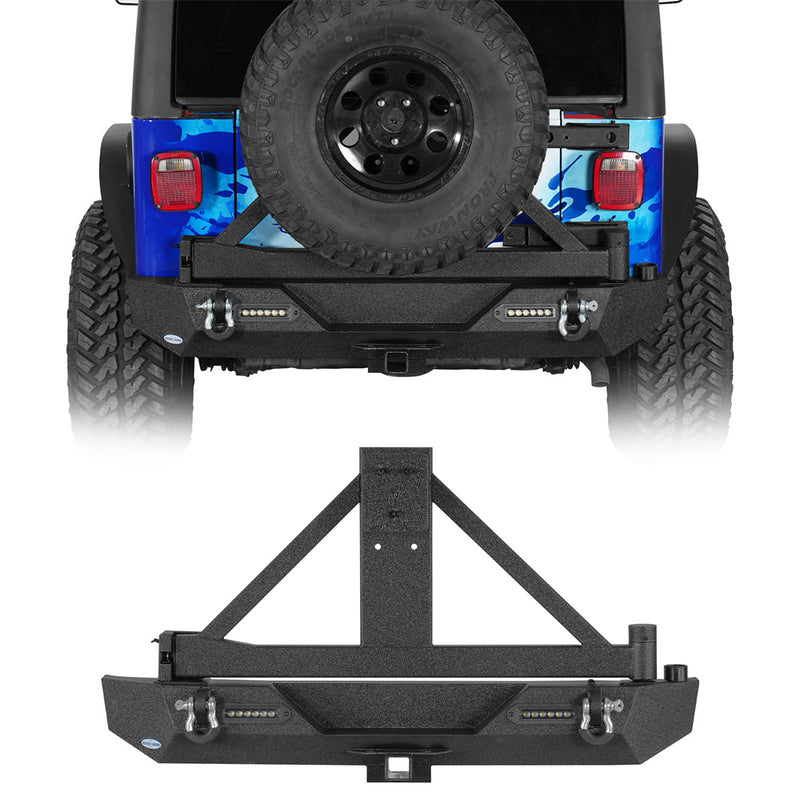 Load image into Gallery viewer, HookeRoad Rear Bumper w/Tire Carrier for 1987-2006 Jeep Wrangler TJ b1010s 2