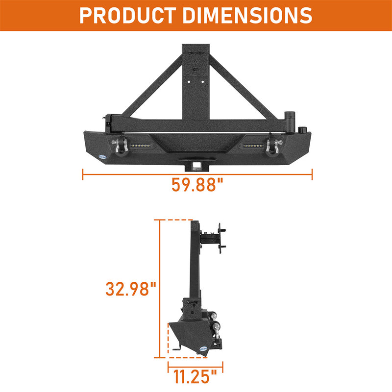 Load image into Gallery viewer, HookeRoad Rear Bumper w/Tire Carrier for 1987-2006 Jeep Wrangler TJ b1010s 7
