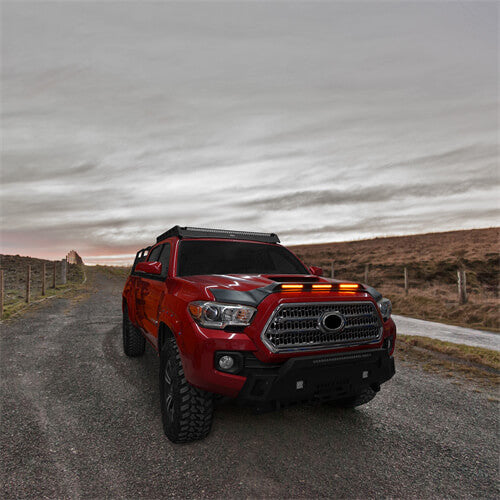 Load image into Gallery viewer, 2016-2023 Toyota Tacoma Hood Protector Stone & Bug Deflector w/ Amber Lights - Hooke Road tkm11010 12