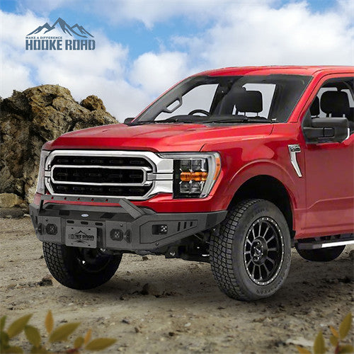 Load image into Gallery viewer, Hooke Road 2021-2023 Ford F-150 Front Bumper w/ Winch Plate & LED Spotlights Excluding Raptor b8300 4