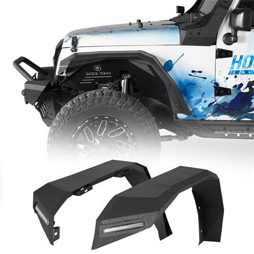 Load image into Gallery viewer, Hooke Road Flat Front Fender Flares Off Road Parts For Jeep Wrangler JK 2007-2018 b2080s 2