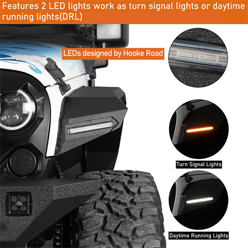 Load image into Gallery viewer, Hooke Road Flat Front Fender Flares Off Road Parts For Jeep Wrangler JK 2007-2018 b2080s 7