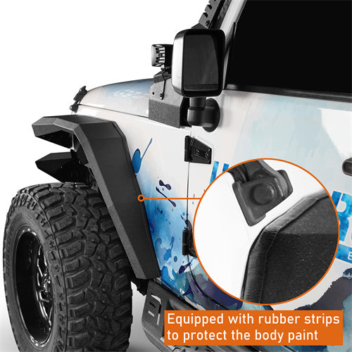 Load image into Gallery viewer, Hooke Road Flat Front Fender Flares Off Road Parts For Jeep Wrangler JK 2007-2018 b2080s 9