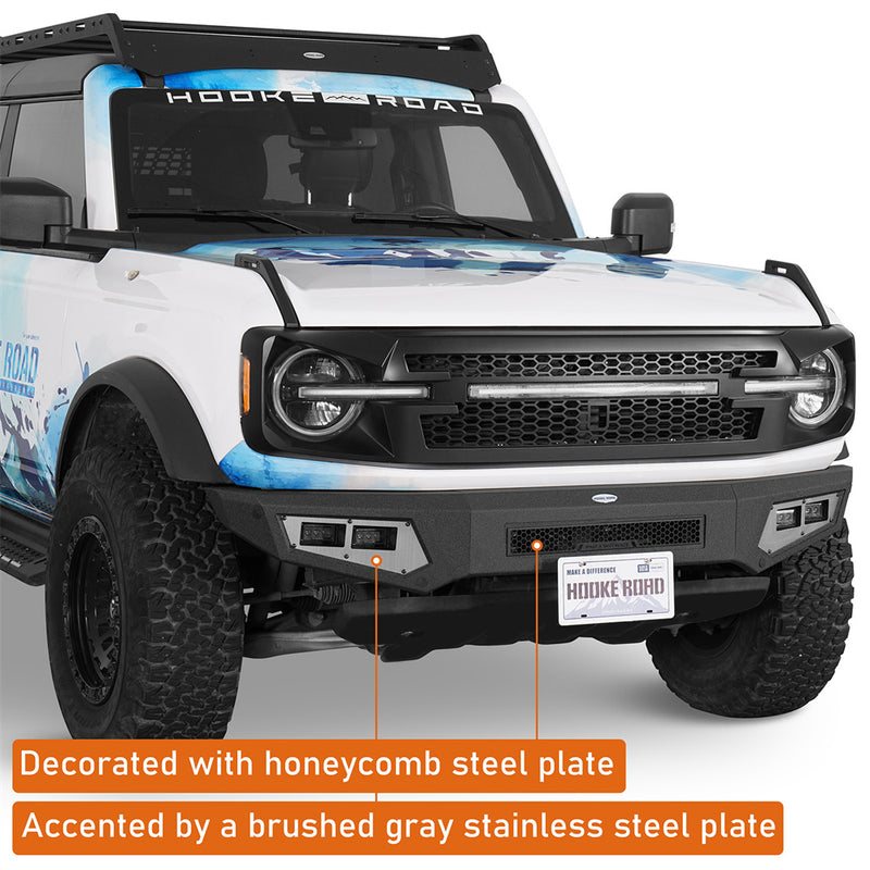 Load image into Gallery viewer, Hooke Road 2021-2026 Ford Bronco Front Bumper with 4 Spotlights b8945 7