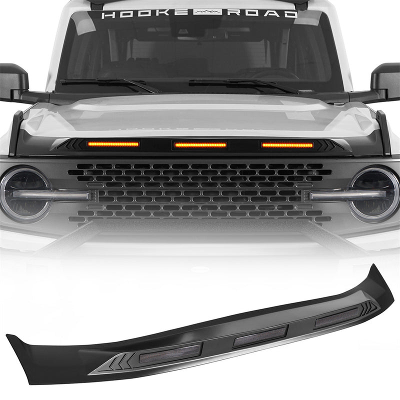 Load image into Gallery viewer, 2021-2025 Ford Bronco Hood Protector Stone Guard w/ Amber Lights - Hooke Road