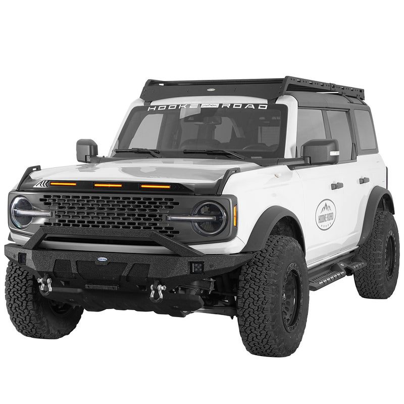 Load image into Gallery viewer, 2021-2025 Ford Bronco Hood Protector Stone Guard w/ Amber Lights - Hooke Road