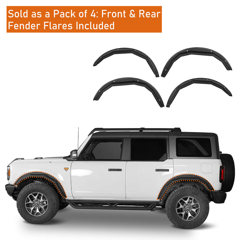 Load image into Gallery viewer, Ford Bronco Razor Armor Front & Rear Fender Flares Kit (Excluding Raptor) - Hooke Road b8908s 5