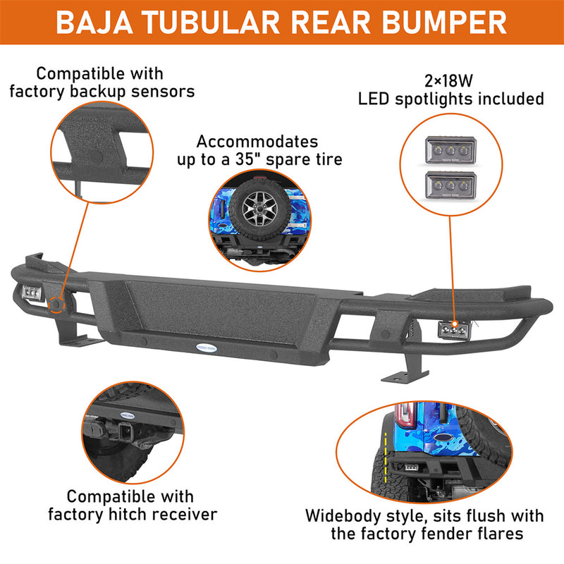 Load image into Gallery viewer, Hooke Road 2021-2026 Ford Bronco Steel Tubular Rear Bumper b8940s 7