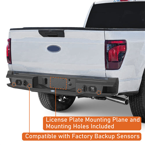 Load image into Gallery viewer, Hooke Road Ford F-150 Rear Bumper w/Spotlights for 2021-2024 Ford F-150, Excluding Raptor & Tremor b8303 10