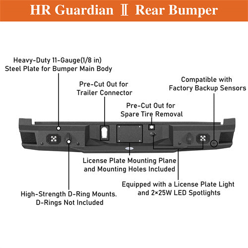 Load image into Gallery viewer, Hooke Road Ford F-150 Rear Bumper w/Spotlights for 2021-2024 Ford F-150, Excluding Raptor & Tremor b8303 13