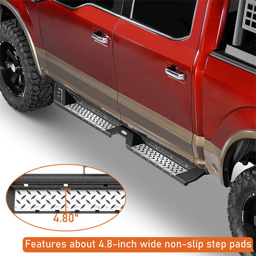 Load image into Gallery viewer, Hooke Road Side Steps Running Boards for 2015-2024 Ford F-150 SuperCrew 2017-2024 F-250 F-350 Crew Cab b8285 10