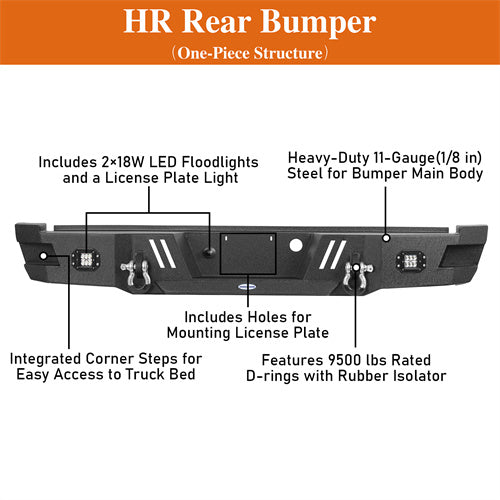 Load image into Gallery viewer, Ford F-250 Replacement Rear Bumper with LED White Square Floodlights for 2011-2016 F-250 B8524 11