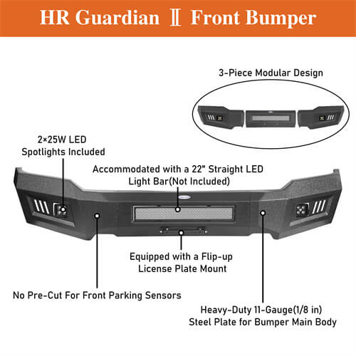 Load image into Gallery viewer, 2018-2020 Ford F-150 Full-Width Front Bumper Offroad Bumper 4x4 Truck Parts - Hooke Road b8526s 12