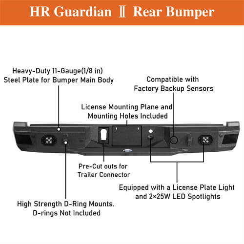 Load image into Gallery viewer, 2018-2020 Ford F-150 Rear Bumper Offroad Bumper 4x4 Truck Parts - Hooke Road b8259 16