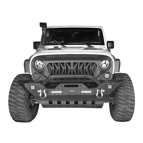 Load image into Gallery viewer, HookeRoad Jeep JK Mid Width Front Bumper & Rear Bumper & Front Skid Plate for 2007-2018 Jeep Wrangler JK HookeRoad HE.3018+2030+2042 11