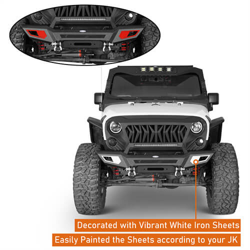 Load image into Gallery viewer, Front Bumper 4x4 jeep parts w/Winch Plate & Light Bar For Jeep Wrangler JK - Hooke Road b2077s 15