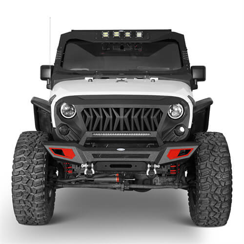 Load image into Gallery viewer, Front Bumper 4x4 jeep parts w/Winch Plate & Light Bar For Jeep Wrangler JK - Hooke Road b2077s 6