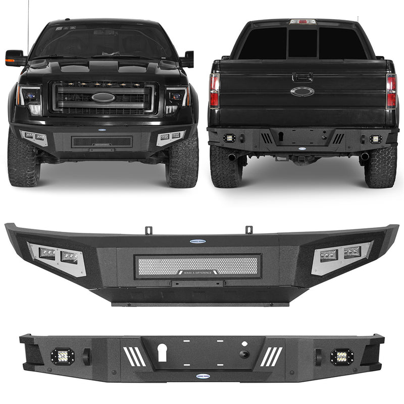 Load image into Gallery viewer, Hooke Road Full-Width Front Bumper & Rear Bumper Back Bumper(09-14 Ford F-150, Excluding Raptor)