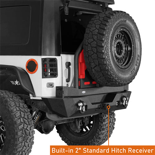 Load image into Gallery viewer, HookeRoad Mad Max Front Bumper & Rear Bumper w/Spare Tire Carrier for 2007-2018 Jeep Wrangler JK Hooke Road HE.2038+HE.2015 14