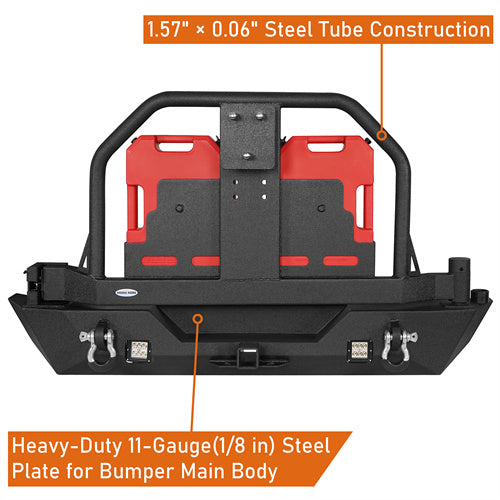 Load image into Gallery viewer, HookeRoad Mad Max Front Bumper & Rear Bumper w/Spare Tire Carrier for 2007-2018 Jeep Wrangler JK Hooke Road HE.2038+HE.2015 15