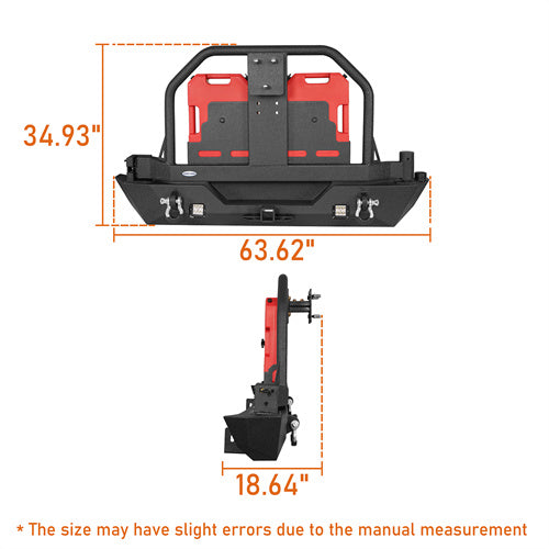 Load image into Gallery viewer, HookeRoad Mad Max Front Bumper & Rear Bumper w/Spare Tire Carrier for 2007-2018 Jeep Wrangler JK Hooke Road HE.2038+HE.2015 30
